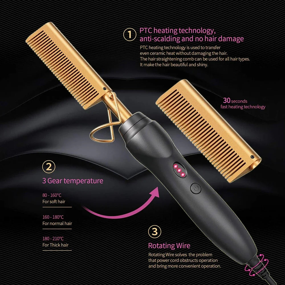 Portable Hot Comb Hair Straightener