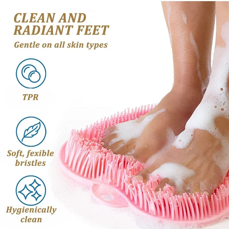 Exfoliating Shower Scraper and Non-Slip Bath Mat Brush