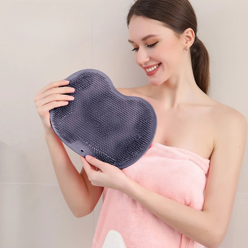 Exfoliating Shower Scraper and Non-Slip Bath Mat Brush