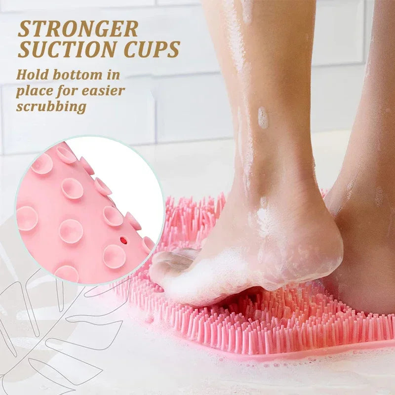 Exfoliating Shower Scraper and Non-Slip Bath Mat Brush