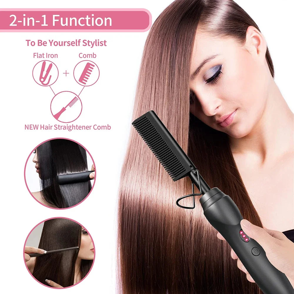 Portable Hot Comb Hair Straightener