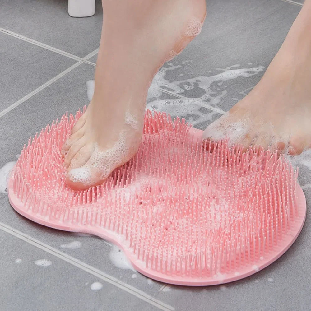 Exfoliating Shower Scraper and Non-Slip Bath Mat Brush