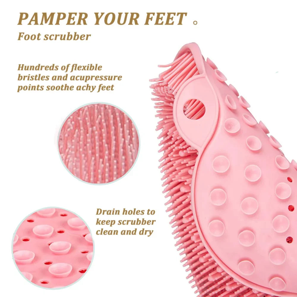 Exfoliating Shower Scraper and Non-Slip Bath Mat Brush