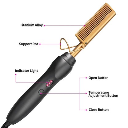 Portable Hot Comb Hair Straightener